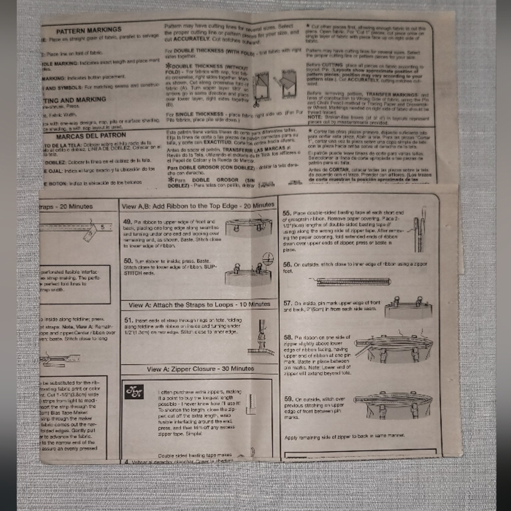 Simplicity 8572 Tote Bags In 2 Sizes And Changable Covers Sewing Pattern - Picture 4 of 6